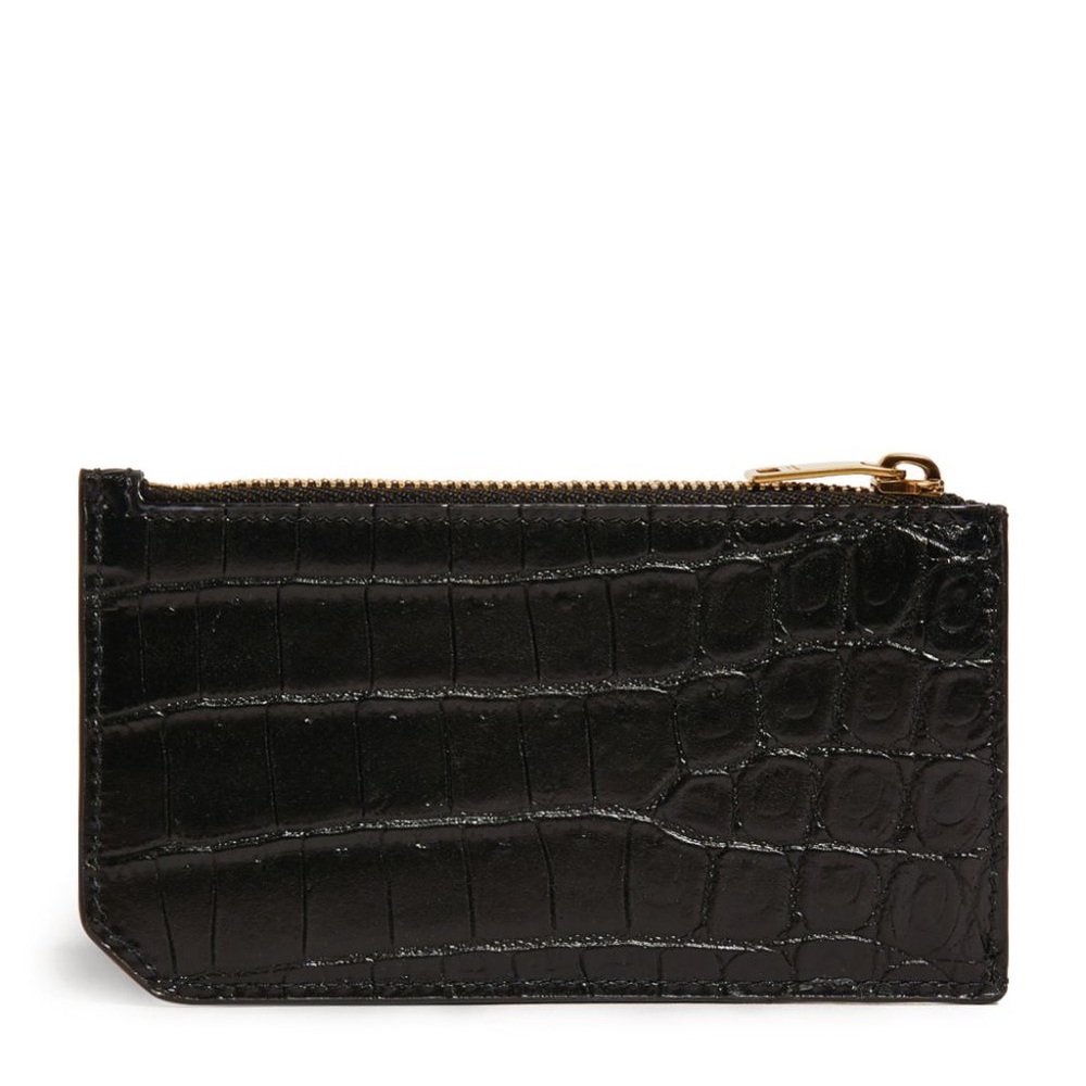 Brand NEW! YSL Saint Laurent Crocodile-Embossed Card Zipper Holder Case Wallet - Picture 3 of 12